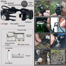 Load image into Gallery viewer, Survival Paracord Bracelet 20 in 1 Adjustable Gear Kit with SOS LED - Light Fire Starter - Compass - Survival Whistle- Perfect for Camping - Hiking - Fishing