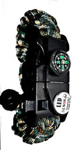 Load image into Gallery viewer, Survival Paracord Bracelet 20 in 1 Adjustable Gear Kit with SOS LED - Light Fire Starter - Compass - Survival Whistle- Perfect for Camping - Hiking - Fishing